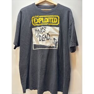 Vintage Y2k The Exploited Punk Band T-shirt 2XL Punks Not Dead‎ Black Graphic